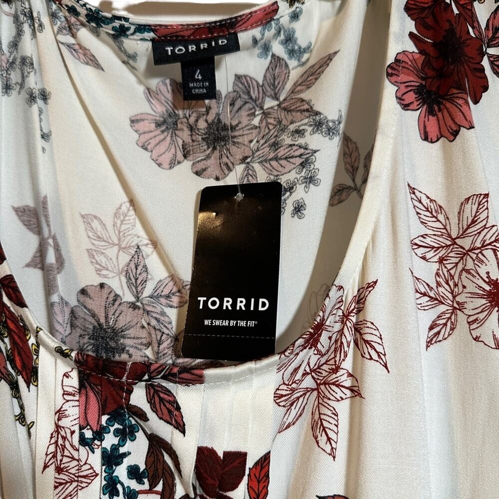 Torrid Ivory Floral Challis Mini Dress - Size 4X - NWT - Boho Cottagecore - Picture 7 of 11